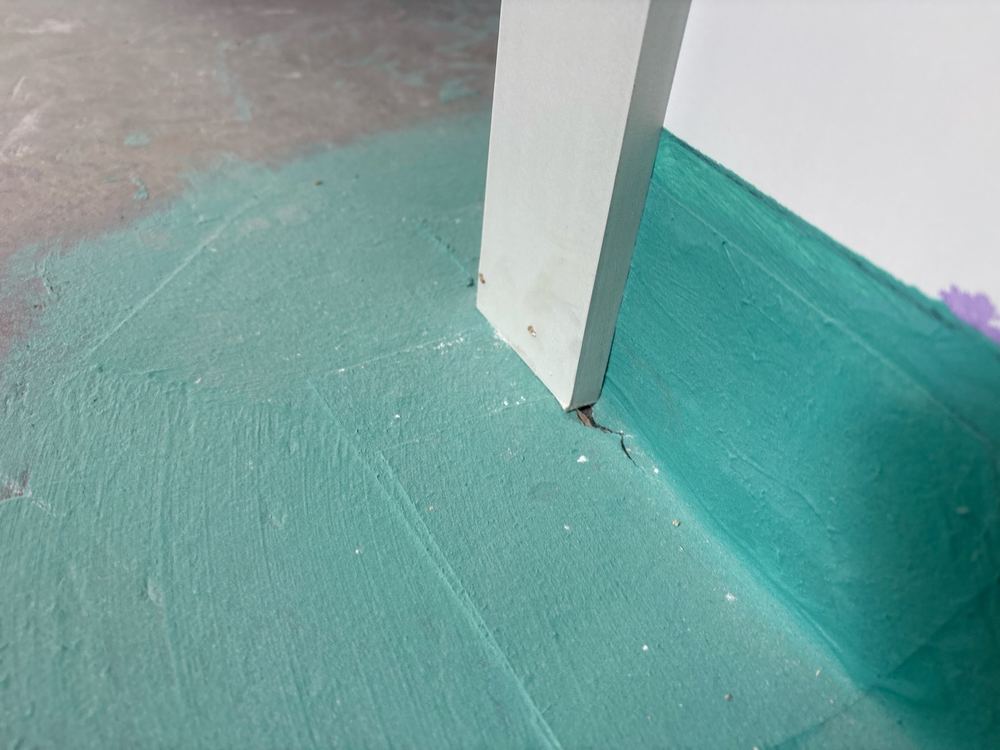 Shower membrane damaged before tiling and needing repair first, found during a waterproofing inspection in Beveridge
